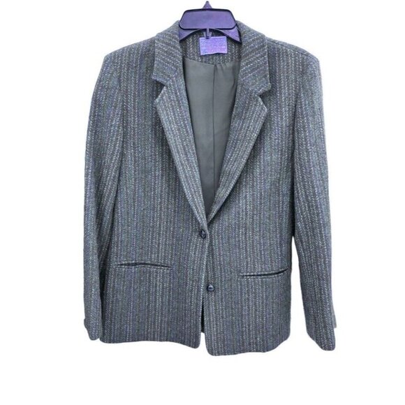 Vintage Womans Pendelton Virgin Wool Blazer Jacket Elbow Patches m - Picture 1 of 11